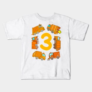 Trash Truck 3rd Birthday Boy Garbage Vehicles 3 Year BDay Kids T-Shirt